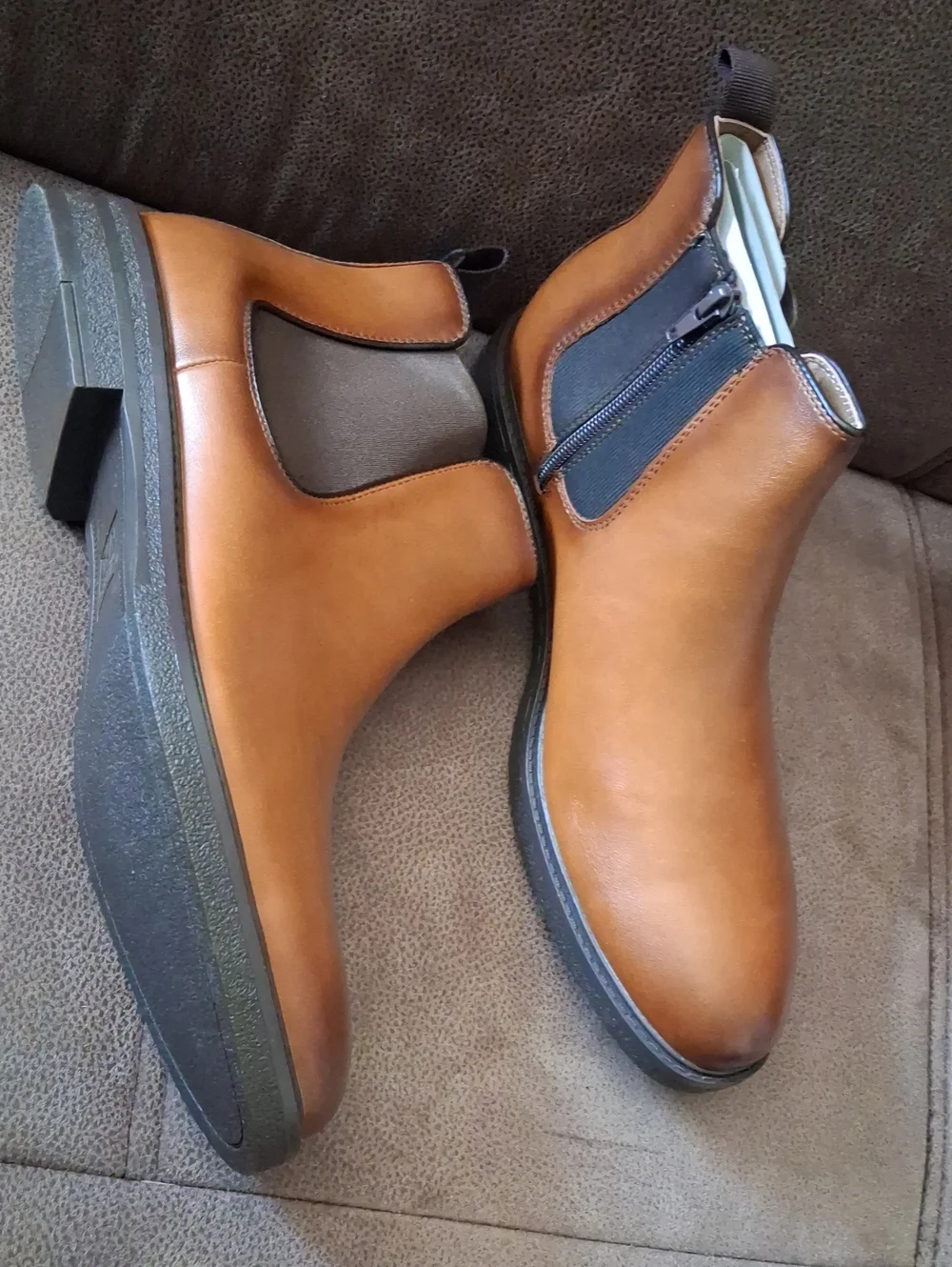 Madden NYC Men's Ettan Chelsea Zip Ankle Boots - Cognac Size 11